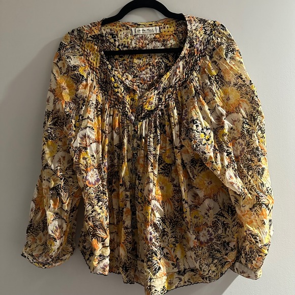 We The Free Tops - We The Free Floral Print Smocked Peasant Blouse‎ Women Size Small Yellow Orange